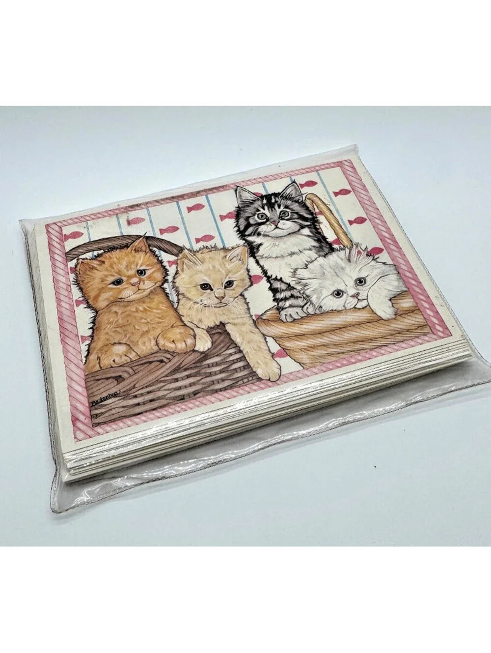 Basket of Kitties Blank Greeting Cards by Mary Badenhop (12) Cards - New